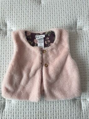 Nicole Miller Blush Pink Faux-Fur Girls Vest